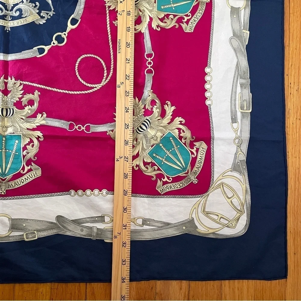 Hermes Scarf equestrian square horse bit Americana swords crest royalty rope